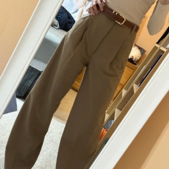 Zara Beige Pleated High Rise Wide Leg Palazzo Pants Trousers Size S - Picture 2 of 4